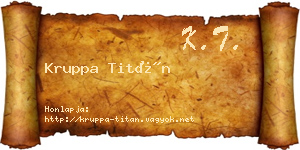 Kruppa Titán névjegykártya
